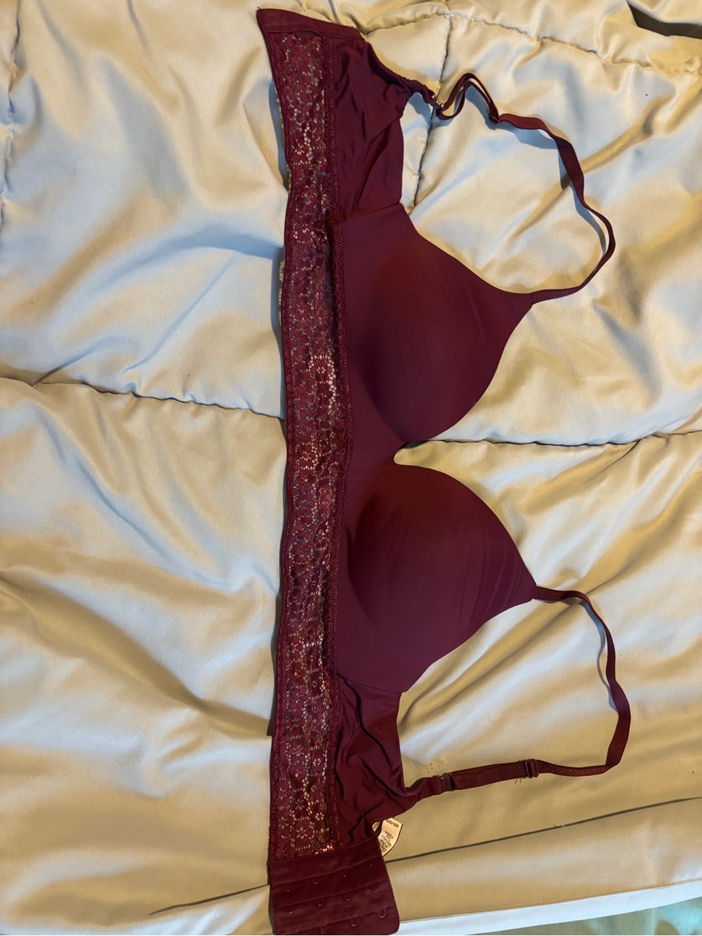Victoria's Secret Smooth Lace-Trim Bra — Burgundy